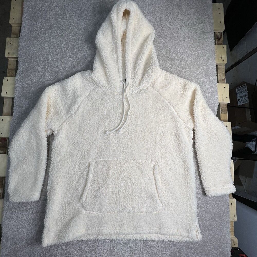 Womens DB SUNDAY Cream Fluffy Hoodie Sweatshirt Sz. XL‎ Teddy
